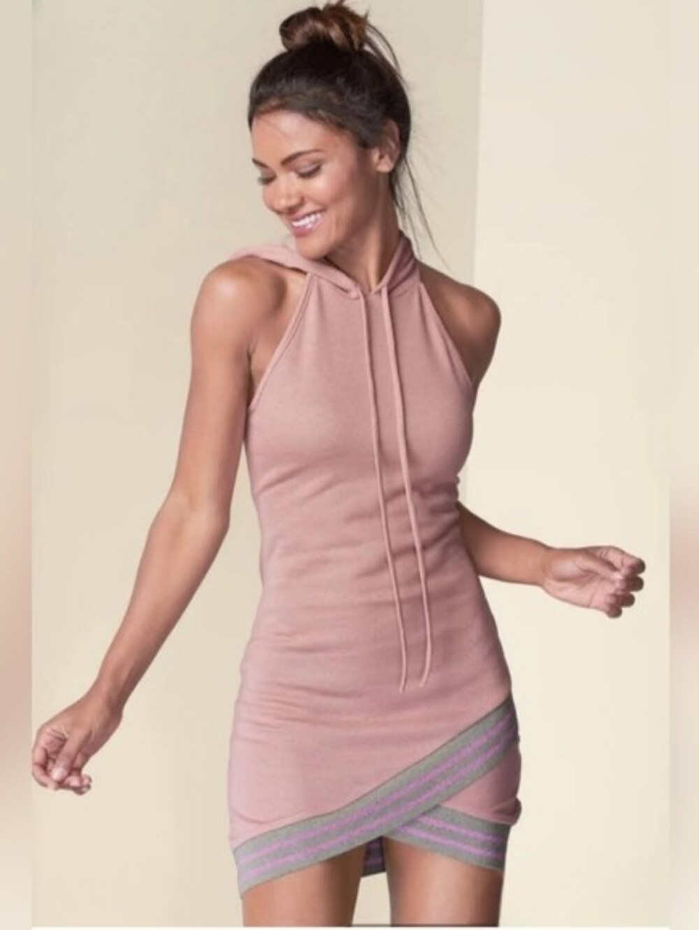 Venus Hooded Detail Lounge Dress Pink Gray Purple Glitter Size Medium